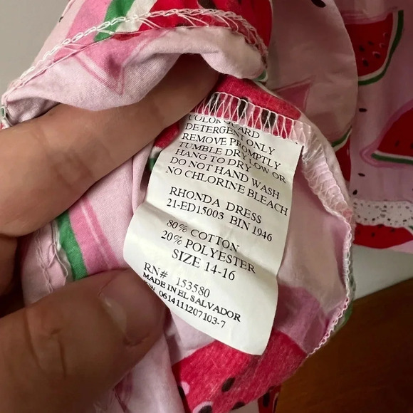 Eleanor Rose Watermelon Print Dress | Rhonda Dress Style | Red  & Pink | 14-16 - Picture 8 of 9